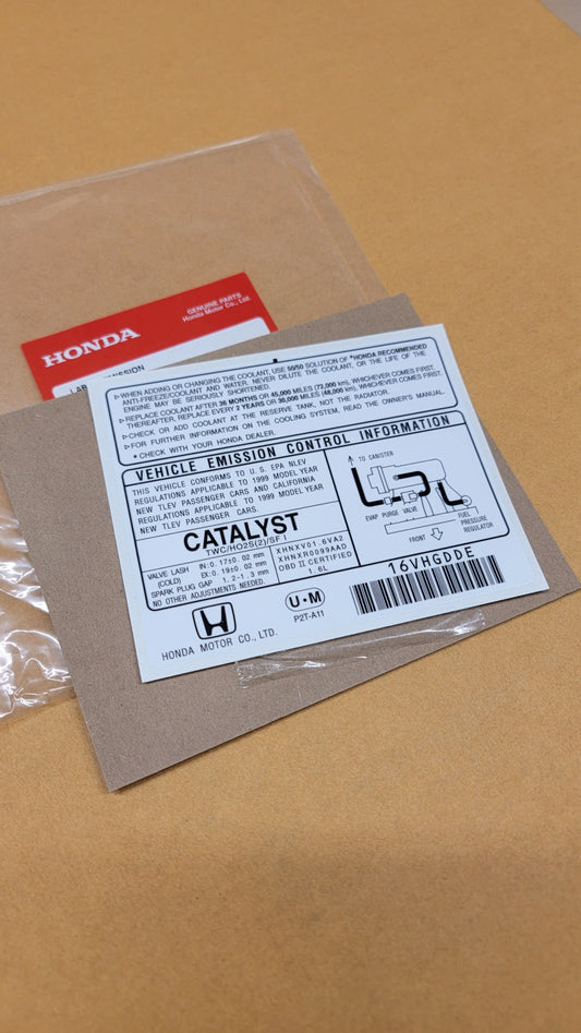 1999 Civic Si (specific) Emissions decal